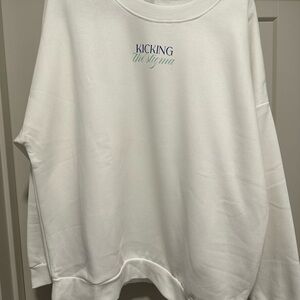 White 'Kicking the Stigma' Crewneck Sweatshirt